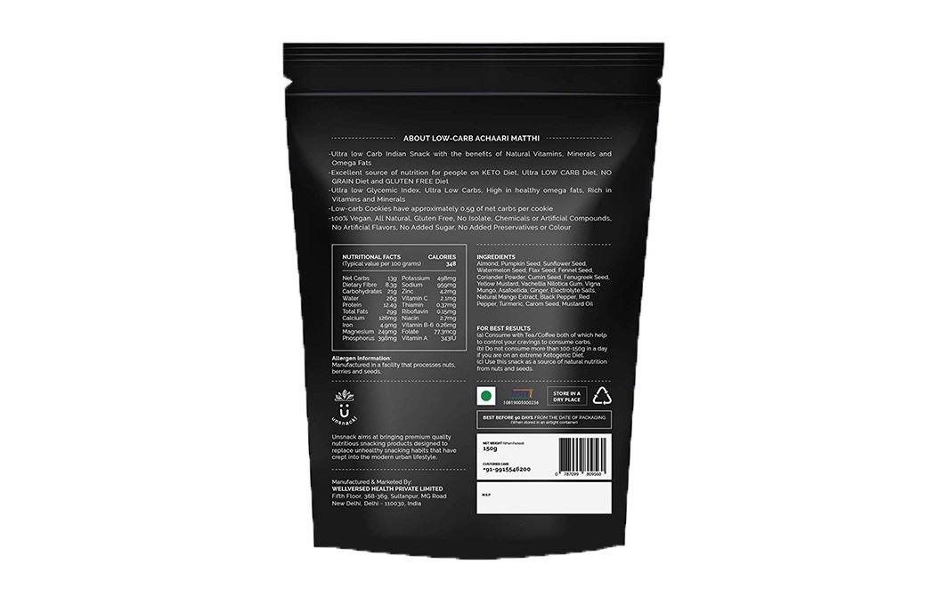 Unsnack Low-Carb Achaari Matthi    Pack  150 grams